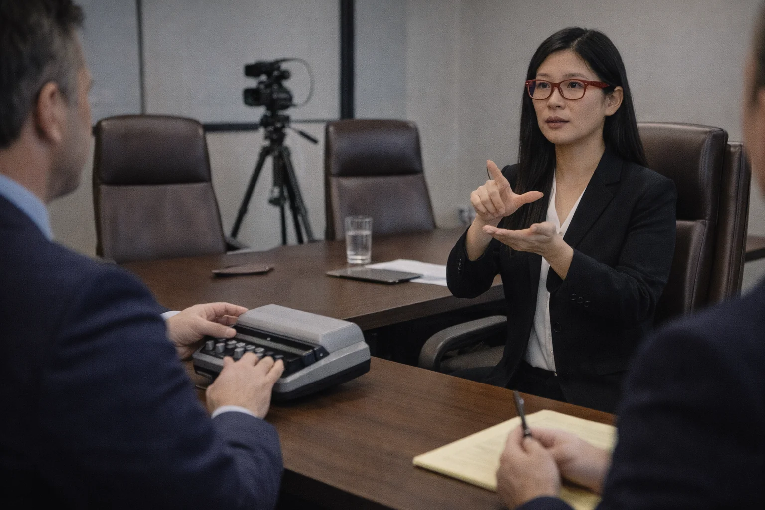 Interpreter supporting a government boardroom meeting